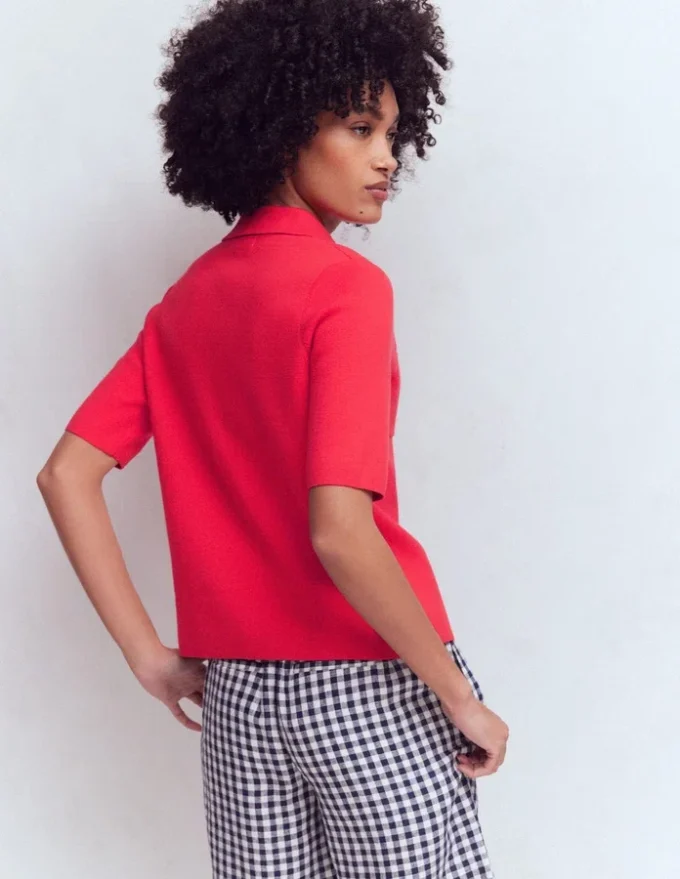 Short Sleeve Knit Shirt Bright Cherry Short Sleeve Knit Shirt Bright Cherry