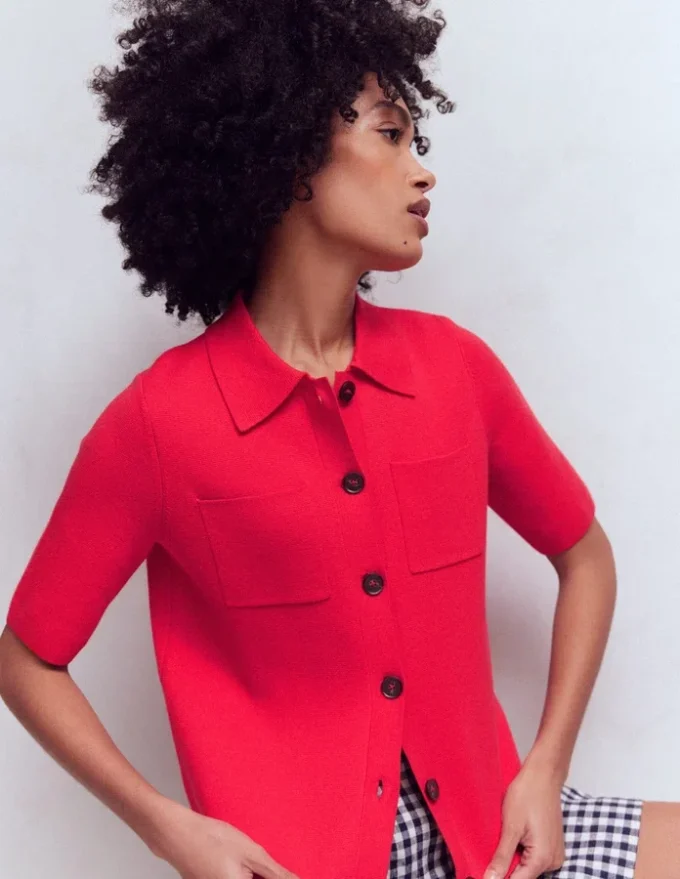 Short Sleeve Knit Shirt Bright Cherry Short Sleeve Knit Shirt Bright Cherry