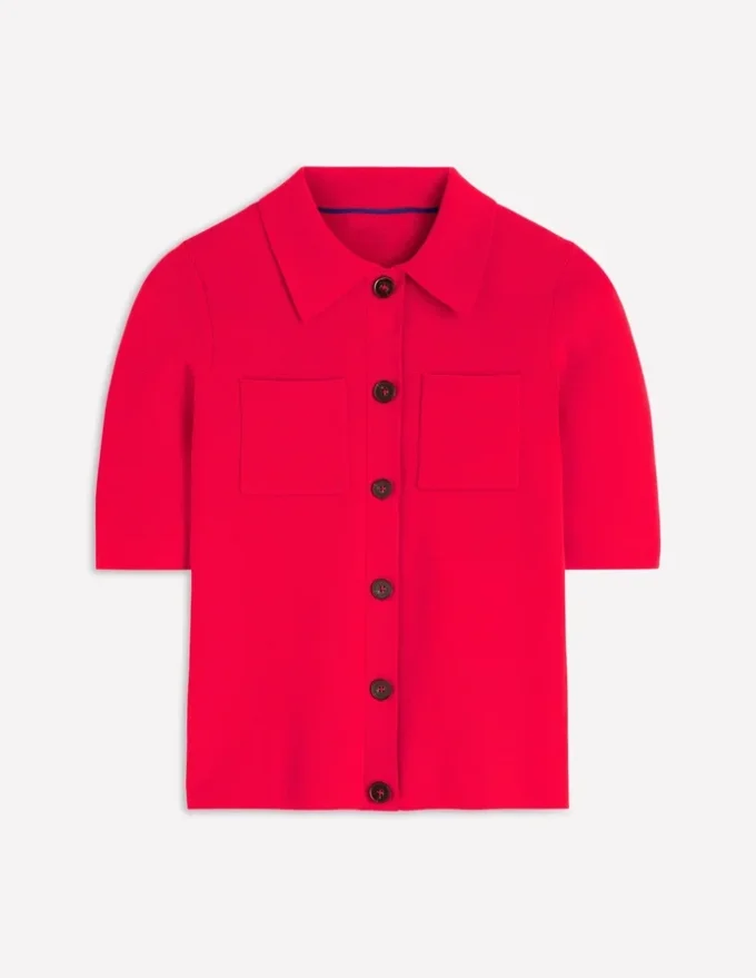 Short Sleeve Knit Shirt Bright Cherry Short Sleeve Knit Shirt Bright Cherry