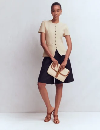 Short Sleeve Knitted Jacket Ivory