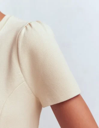 Short Sleeve Knitted Jacket Ivory