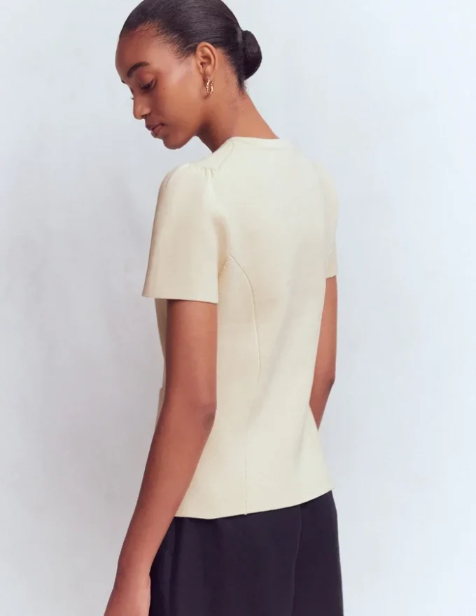 Short Sleeve Knitted Jacket Ivory Short Sleeve Knitted Jacket Ivory