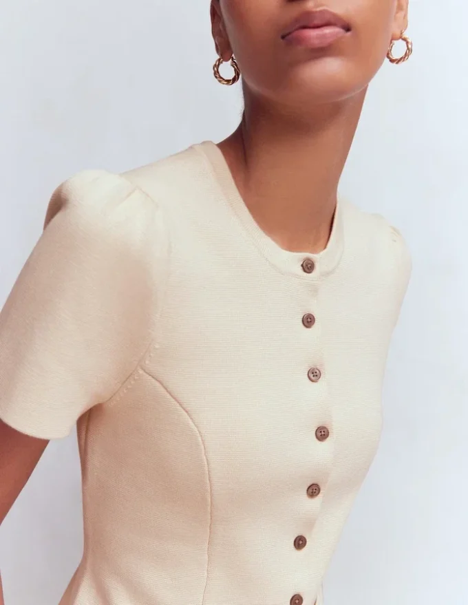 Short Sleeve Knitted Jacket Ivory Short Sleeve Knitted Jacket Ivory