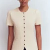 Short Sleeve Knitted Jacket Ivory Short Sleeve Knitted Jacket Ivory