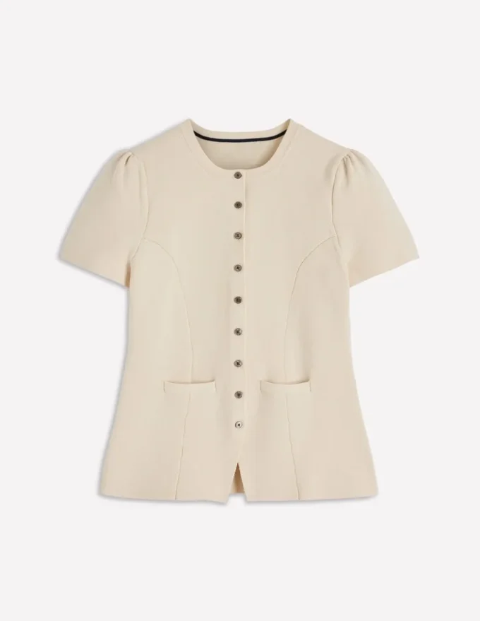 Short Sleeve Knitted Jacket Ivory Short Sleeve Knitted Jacket Ivory
