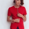 Short Sleeve Knitted Jacket Red Short Sleeve Knitted Jacket Red