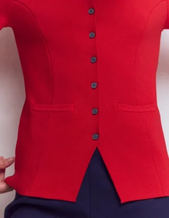 Short Sleeve Knitted Jacket Red