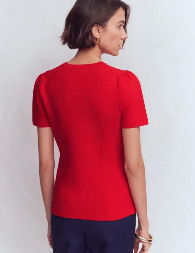 Short Sleeve Knitted Jacket Red Short Sleeve Knitted Jacket Red