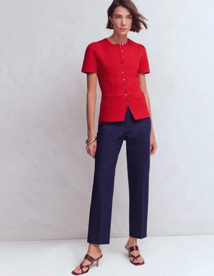 Short Sleeve Knitted Jacket Red Short Sleeve Knitted Jacket Red