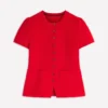 Short Sleeve Knitted Jacket Red Short Sleeve Knitted Jacket Red