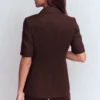 Short Sleeve Linen Blazer Bitter Chocolate