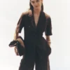 Short Sleeve Linen Blazer Bitter Chocolate