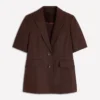Short Sleeve Linen Blazer Bitter Chocolate