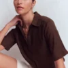 Short Sleeve Linen Shirt Bitter Chocolate Short Sleeve Linen Shirt Bitter Chocolate