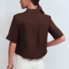 Short Sleeve Linen Shirt Bitter Chocolate Short Sleeve Linen Shirt Bitter Chocolate
