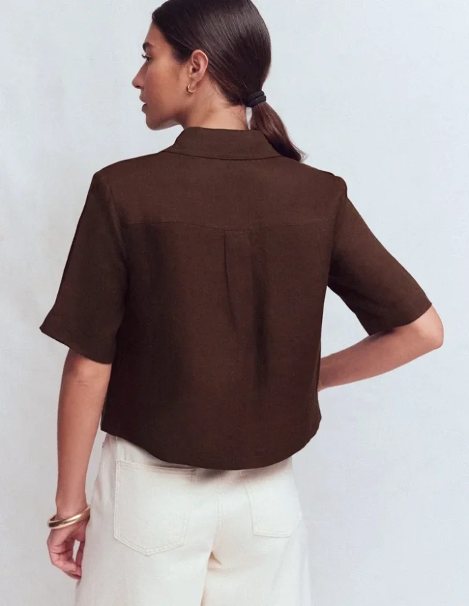Short Sleeve Linen Shirt Bitter Chocolate Short Sleeve Linen Shirt Bitter Chocolate