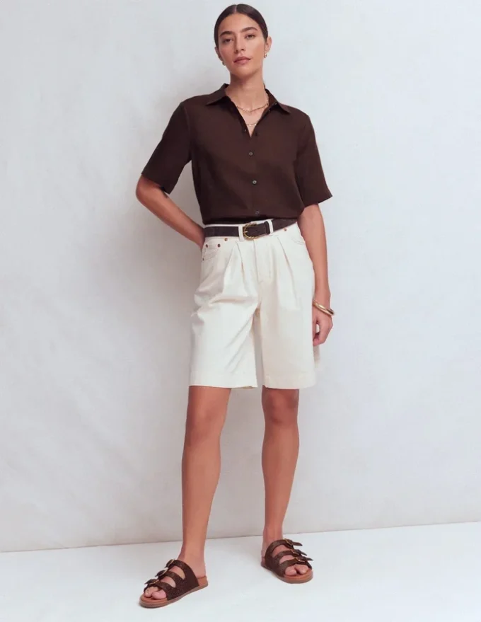 Short Sleeve Linen Shirt Bitter Chocolate Short Sleeve Linen Shirt Bitter Chocolate