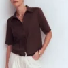 Short Sleeve Linen Shirt Bitter Chocolate Short Sleeve Linen Shirt Bitter Chocolate