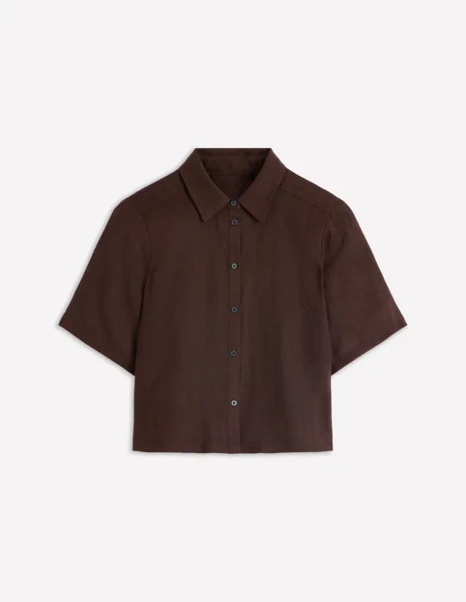 Short Sleeve Linen Shirt Bitter Chocolate Short Sleeve Linen Shirt Bitter Chocolate