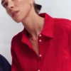 Short Sleeve Linen Shirt Merida Red Short Sleeve Linen Shirt Merida Red
