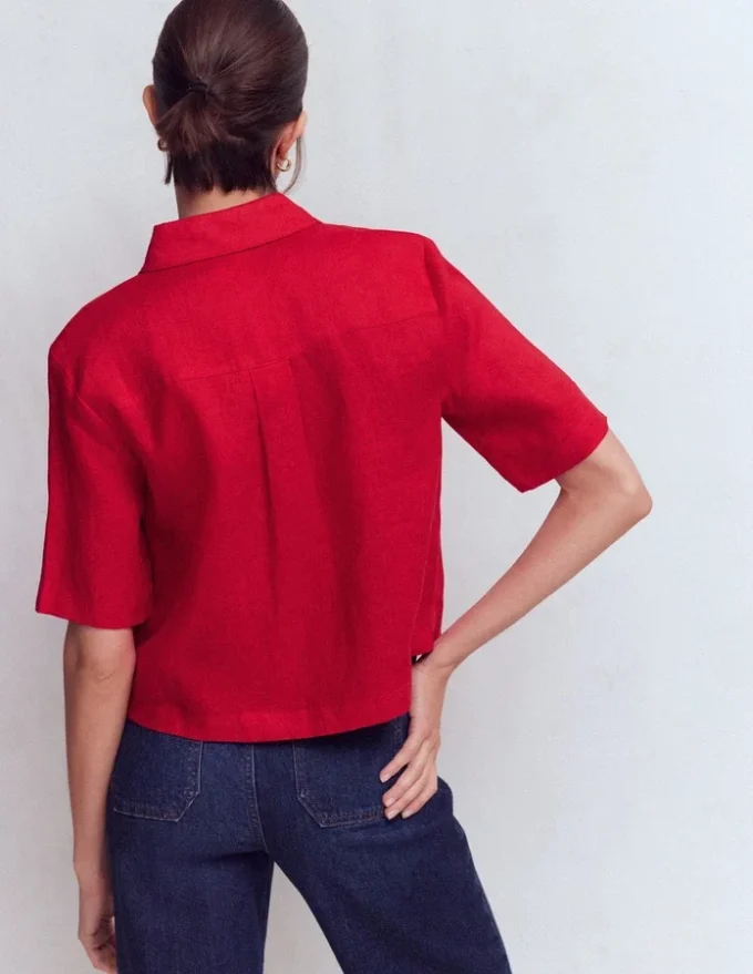 Short Sleeve Linen Shirt Merida Red Short Sleeve Linen Shirt Merida Red