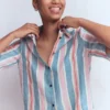Short Sleeve Linen Shirt Multi Stripe