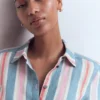 Short Sleeve Linen Shirt Multi Stripe