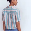 Short Sleeve Linen Shirt Multi Stripe