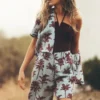 Kensington Linen Shorts Seamist Blue, Palm Paradise Kensington Linen Shorts Seamist Blue, Palm Paradise