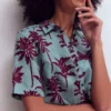 Short Sleeve Linen Shirt Seamist Blue, Palm Paradise Short Sleeve Linen Shirt Seamist Blue, Palm Paradise