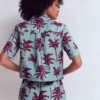 Short Sleeve Linen Shirt Seamist Blue, Palm Paradise Short Sleeve Linen Shirt Seamist Blue, Palm Paradise