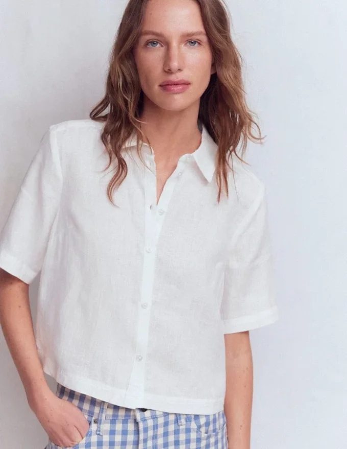 Short Sleeve Linen Shirt White Short Sleeve Linen Shirt White