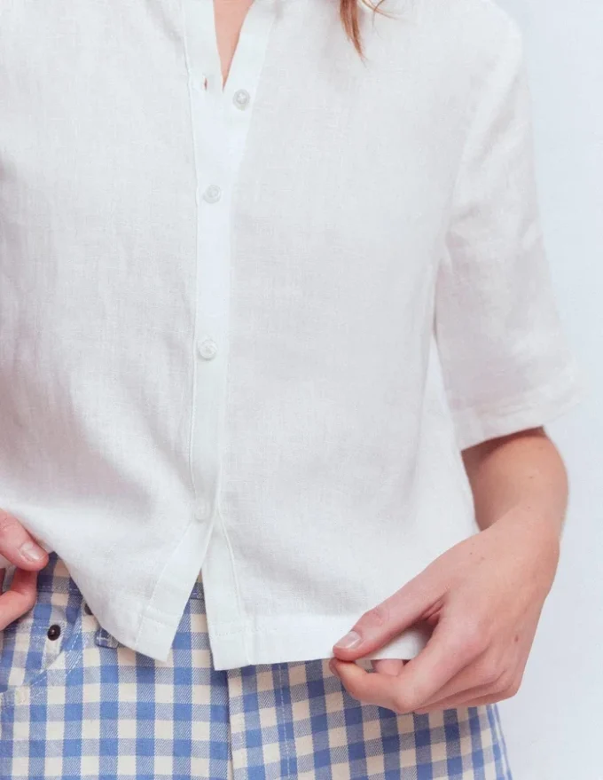 Short Sleeve Linen Shirt White Short Sleeve Linen Shirt White