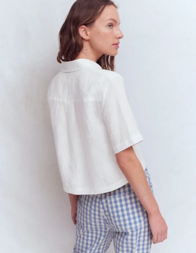 Short Sleeve Linen Shirt White Short Sleeve Linen Shirt White