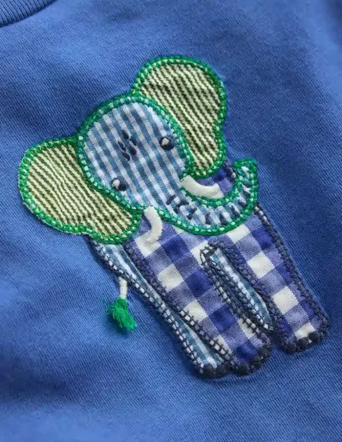 Short Sleeve Logo T-shirt Blue Elephant Patchwork Short Sleeve Logo T-shirt Blue Elephant Patchwork