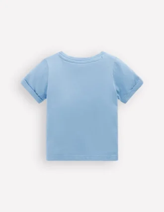 Short Sleeve Logo T-shirt Blue Turtle Chain Stitch