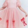 Short Sleeve Logo Tulle Dress French Pink Ballet Shoes Short Sleeve Logo Tulle Dress French Pink Ballet Shoes