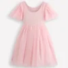 Short Sleeve Logo Tulle Dress French Pink Ballet Shoes Short Sleeve Logo Tulle Dress French Pink Ballet Shoes
