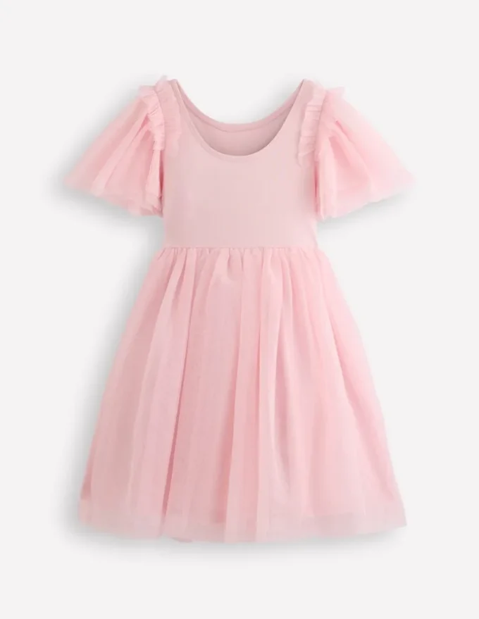 Short Sleeve Logo Tulle Dress French Pink Ballet Shoes Short Sleeve Logo Tulle Dress French Pink Ballet Shoes