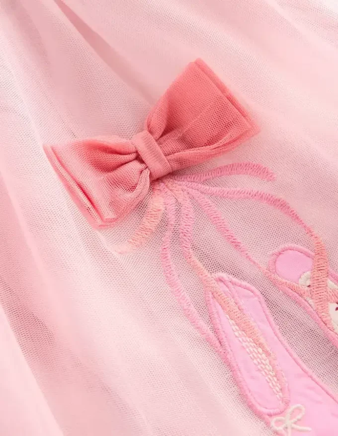 Short Sleeve Logo Tulle Dress French Pink Ballet Shoes Short Sleeve Logo Tulle Dress French Pink Ballet Shoes