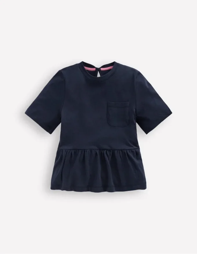 Short Sleeve Peplum Top Navy Blazer (19-3923 TCX)