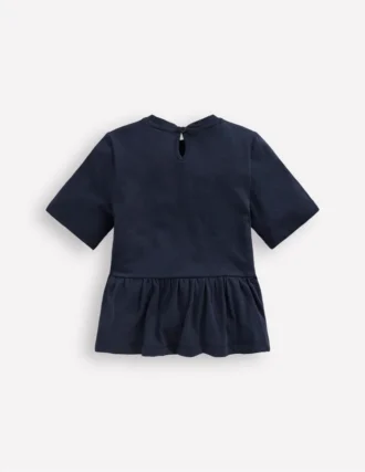 Short Sleeve Peplum Top Navy Blazer (19-3923 TCX)