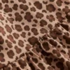 Short Sleeve Peplum Top Partridge Brown Leopard Print
