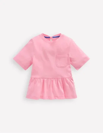 Short Sleeve Peplum Top Pink