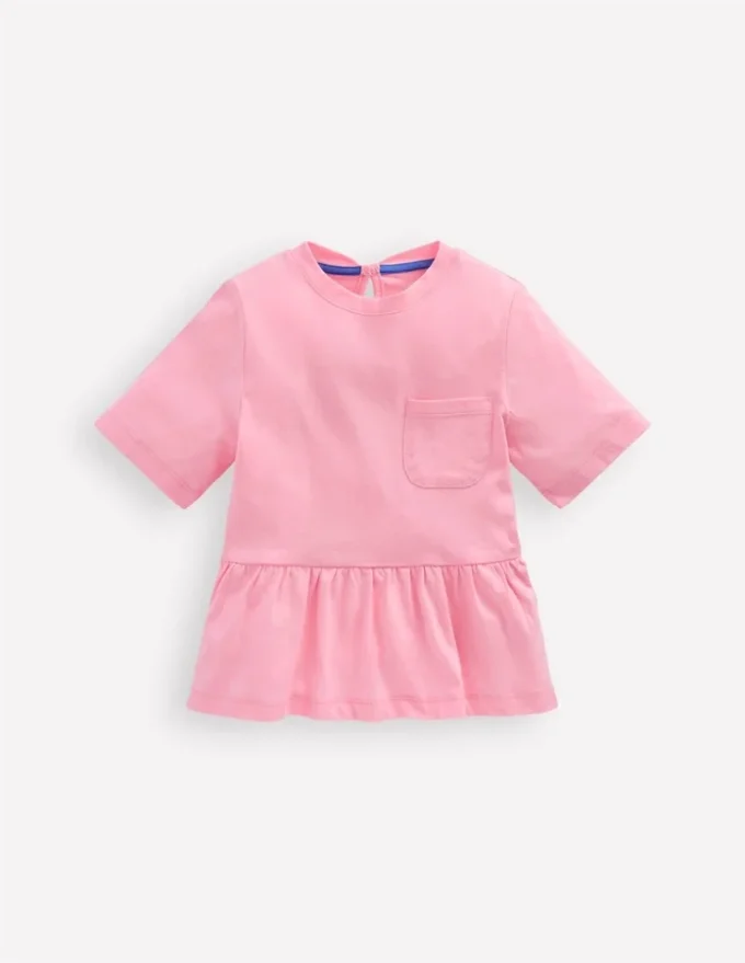 Short Sleeve Peplum Top Pink