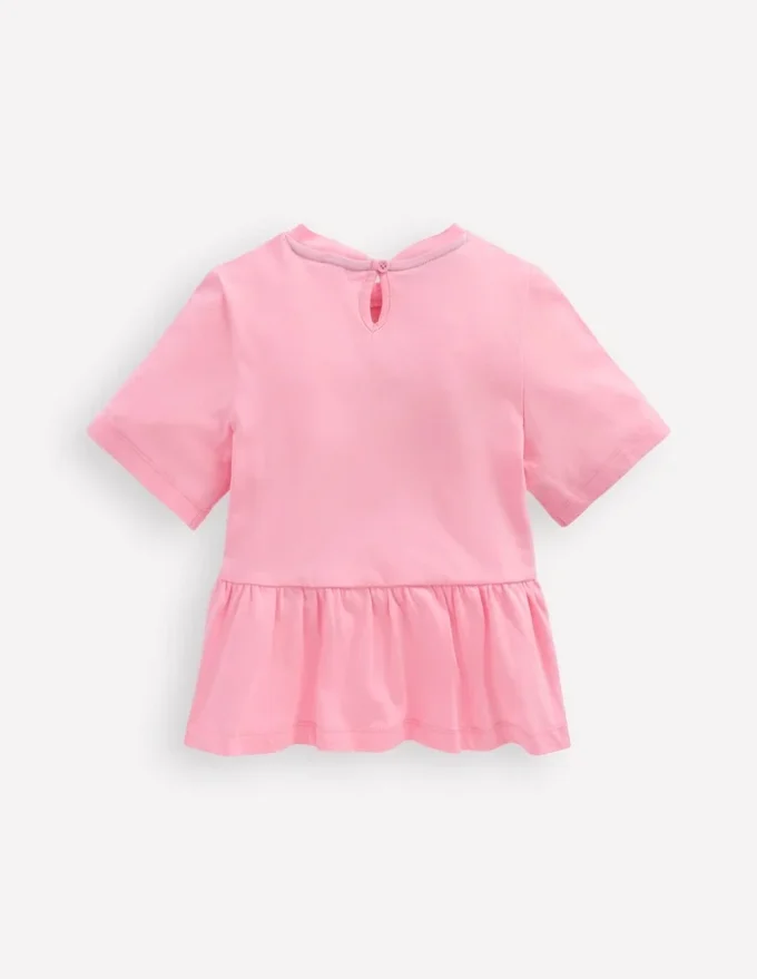 Short Sleeve Peplum Top Pink