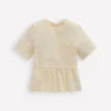 Short Sleeve Peplum Top Soft Ivory