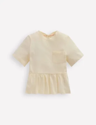 Short Sleeve Peplum Top Soft Ivory