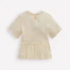 Short Sleeve Peplum Top Soft Ivory