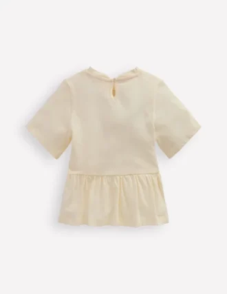 Short Sleeve Peplum Top Soft Ivory